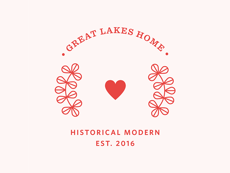 Great Lakes Home — Alternate Simplified Crest boat crest crown dragon emblem heart illustration logo shield ship snake stamp