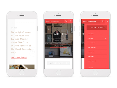 Great Lakes Home — Responsive e commerce hamburger home index iphone menu mobile online store responsive store web website