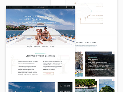 Amanecer Yacht — Web design boat brand destination grid icons illustration map photography pin web website yacht