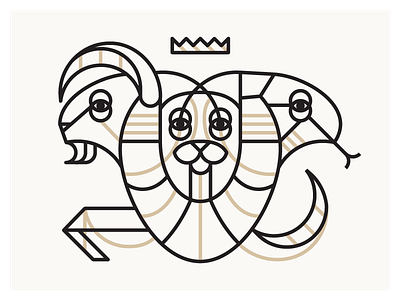 Ch-Ch-Chimera chimera crest crown goat gold icon illustration lion myth mythical sheep snake