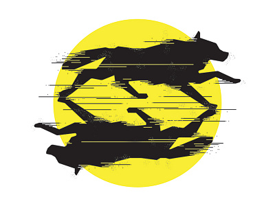 Lone Wolf illustration logo moon pack print run shadow silhouette werewolf wolf