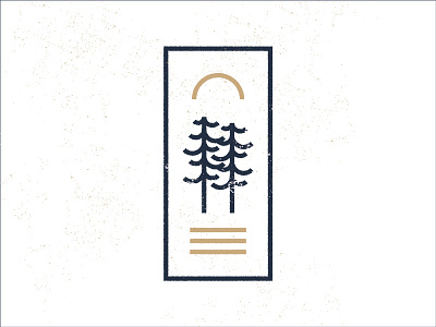 Links' Camp - White Pines Stamp badge camp crest hike logo pines river stamp sunset tree water wedding
