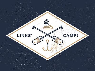 Links's Camp — Patch badge camp campfire crest fire hook log logo monogram paddle patch river