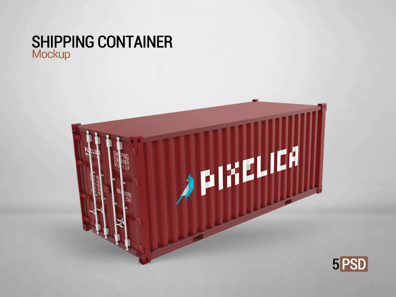 Shipping Container Mockup cargo closed container container mockup delivery export freight front goods import industry isolated metal mock up mockup object objects perspective rectangular shipment