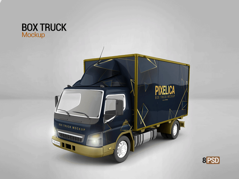 Box Truck Mockup box branding business car cargo commercial company container corporate custom customizable decorated truck decoration decorative design mock up mockup road tractor tractor tractor trailer