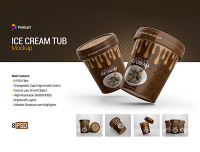 Ice Cream Tub Mockup advertising box bucket can container cream cup cup mock up design dessert food frozen ice ice cream icecream label mockup pack package packaging