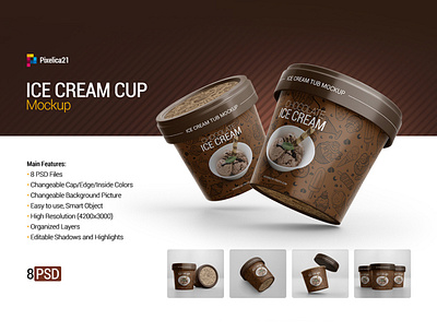 Ice Cream Cup Mockup box branding bucket can coffee container cream cup cup mock up design dessert food frozen ice ice cream icecream label mockup pack package