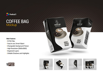 Coffee Bag Mock up bag beans beverage branding brew coffee coffee cereal container design drink flour foil food label mock up mock up mockup pack packaging packet