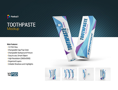 Toothpaste Mock up beauty box care carton clean container cosmetic cream dental dentist doctor health healthcare medical mint mock up mockup oral package packaging