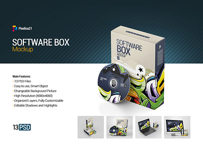 Software Box Mock-up application background birthday blank box business cardboard christmas company computer container cover decorate design dvd gift media mock mockup objects