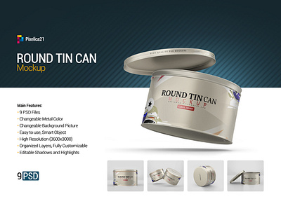 Round Tin Can Mock-up 3d aluminum biscuit box branding can container cookie cosmetic cream food metal metallic metallic jar mock up mock ups mockup multi purpose package packaging
