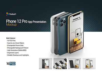 iPhone 12 Pro App Presentation Mock-up app apple application appstore design display experience iphone 12 iphone x mockup layered mock up mockup new new year phone photorealistic presentation professional promotion realistic