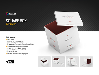 Square Box Mock-up box box mockup box package boxes brand branding cardboard box carton chrismas corporate layered mockups object pack packaging packaging photoshop paper photorealistic