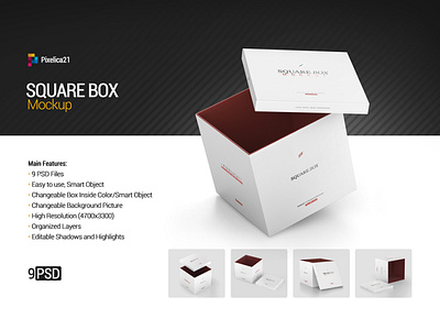 Square Box Mock-up box box mockup box package boxes brand branding cardboard box carton chrismas corporate layered mockups object pack packaging packaging photoshop paper photorealistic