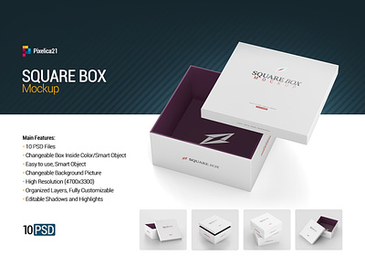 Square Box Mock-up box box mockup box package boxes brand branding cardboard box carton chrismas corporate layered mockups object pack packaging packaging photoshop paper photorealistic