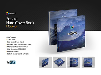 Square Hard Cover Book Mock-up