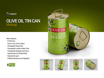 Olive Oil Round Tin Can Mockup