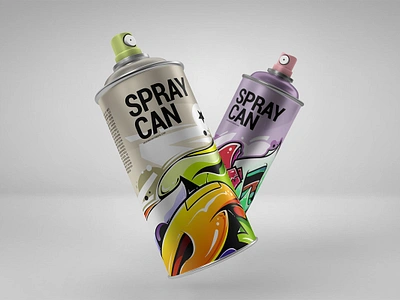 Spray Can Mockup advertising aerosol spray can atomizer black bottle business can clean color colorful cup design graff tool graffiti logo metal mock up mockup multicolored paint