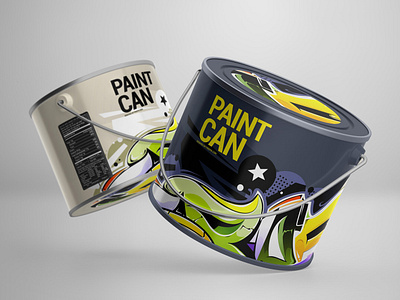 Small Paint Can Mockup advertising black brush bucket can can mock up can mockup container foil label logo mockup metal metallic mockup oil oil paint packaging paint paint can painting