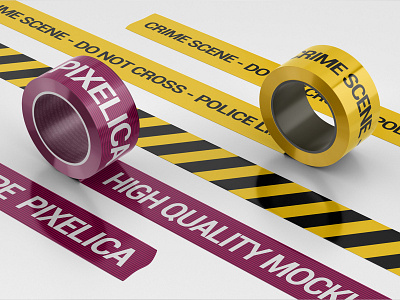 Tape roll. Adhesive paper or yellow and black sticky piece scotch
