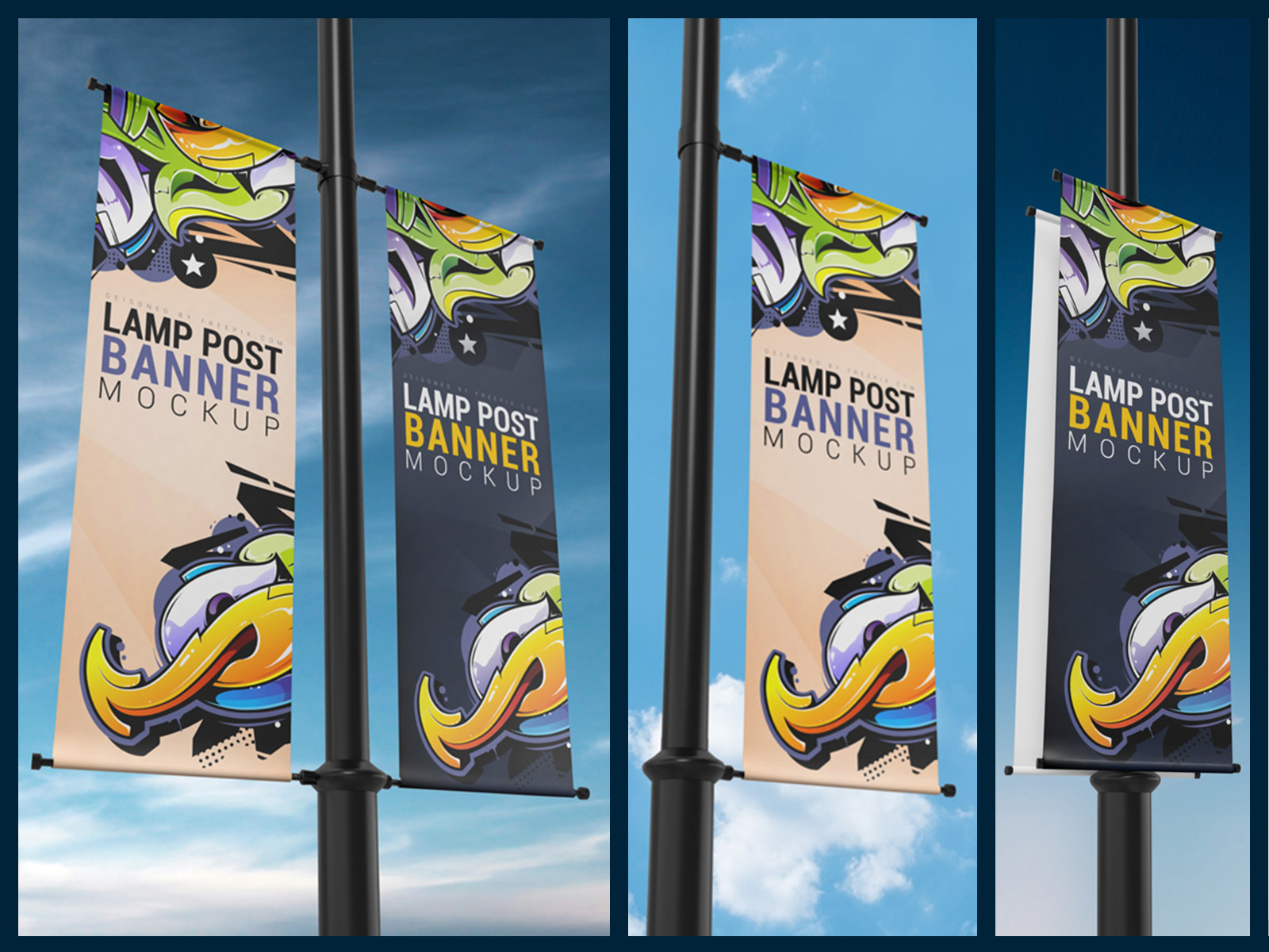 Download Lamp Post Banner Mockup In 3 Types By Mostafa Absalan On Dribbble PSD Mockup Templates