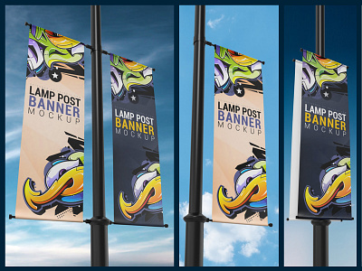 Lamp Post Banner Mockup In 3 Types By Mostafa Absalan On Dribbble