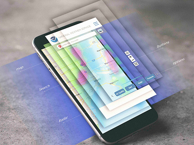 Weather and Map app design illustration ui ux web website