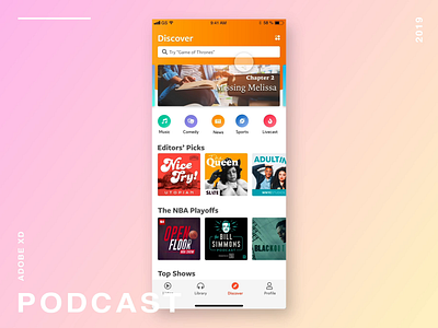 Podcast adobexd app dailyui design ui uiux