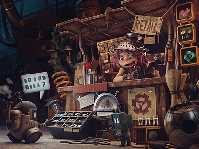 The Junk Shop 3d illustration pixar storytelling