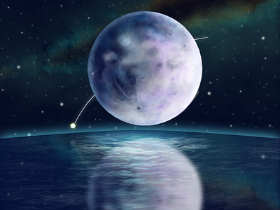 Blue Series - Super Moon Over Ocean affinity designer art blue design digital art drawing fantasy game art illustration moon moonlight moonshine night ocean reflection sea space star starry sky vector