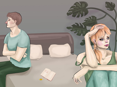 ссора между влюбленными. 2d character design girl boss illustration quarrel relations