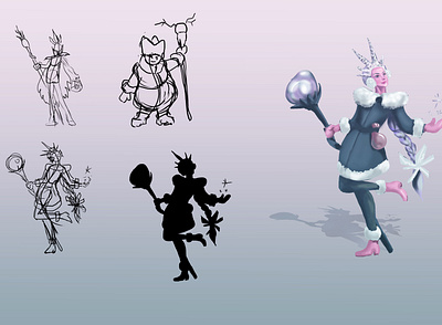 процесс разработки персонажа 2d character character design design game geimdev girl girl boss girl character illustration