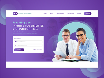 Infinite Opportunities corporate branding design graphic design illustrator job app landing page landing page design typography ui ui designer ux web design web designer