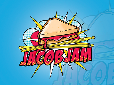 Logo Design for Jacob Jam american band design drumsticks jam logo pop art