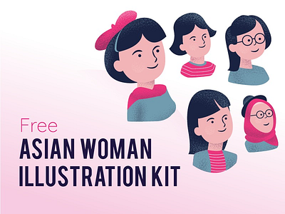 Asian Woman Illustration Kit asian grain illustration stiple woman