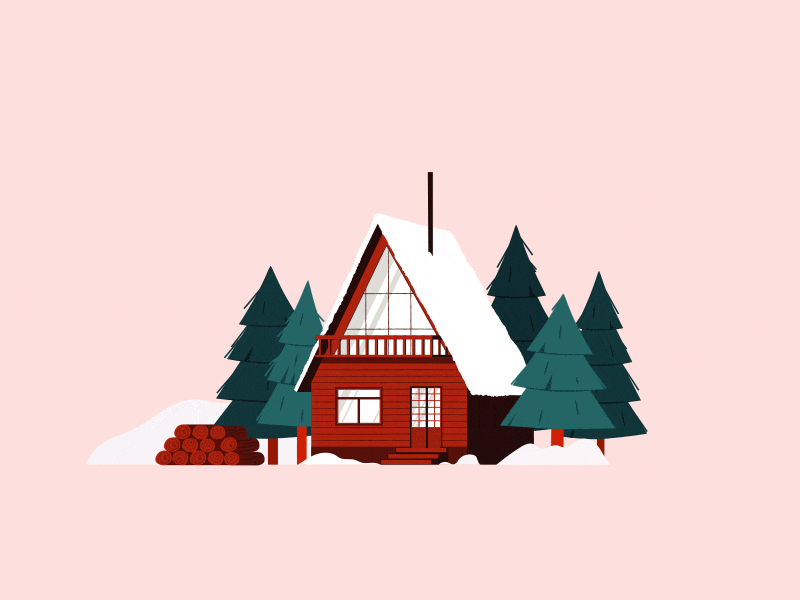 Winter aftereffects animation christmas concept creative flat illustration motiondesign motiondesignschool snow winter winter cabin
