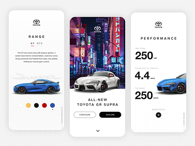 Toyota Supra Web App Interface app design landing page responsive web design ui ui ux design ui design user interface ux web design