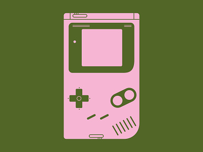 Gameboy 🕹 flat illustration gameboy gaming illustration khaki pastel pink pink on green vector