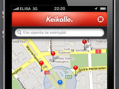 Keikalle. app gig iphone keikalle location map red
