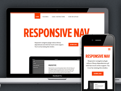 Responsive Nav red responsive nav website white