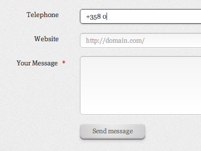 Send message button clean contact form grey meta serif minimal submit