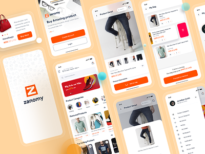 E-Commerce | Zanomy add to cart app app concept clean clean ui clothes ecommerce minimal mobile product design shop shopping techgropse typogaphy uiux