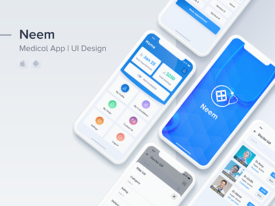 Neem | Medical App 2019 android career clean app doctor app hospitals ios medical app medical care mobileappdesign nearby ui uiux