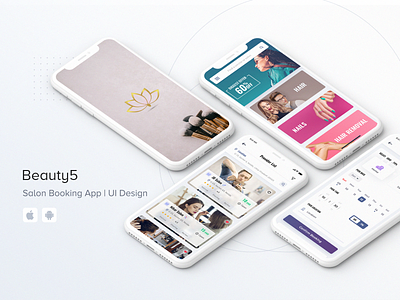 Beauty5 | Salon Booking App android appui barber beauty app booking clean app design ios mobileappdesign salon salon booking service app uiuxdesign