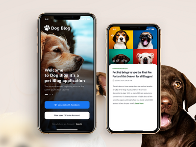 Dog Blogs - Mobile App appdesign blogger cat dog ios mobileappdesign petapplication petblog petcare uidesign