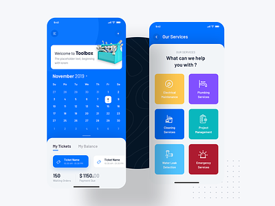 Tool Box - Home Services Application android calendar app clean app cleaning service design electronic homeservice ios service app toolkit tools ui uiuxdesign