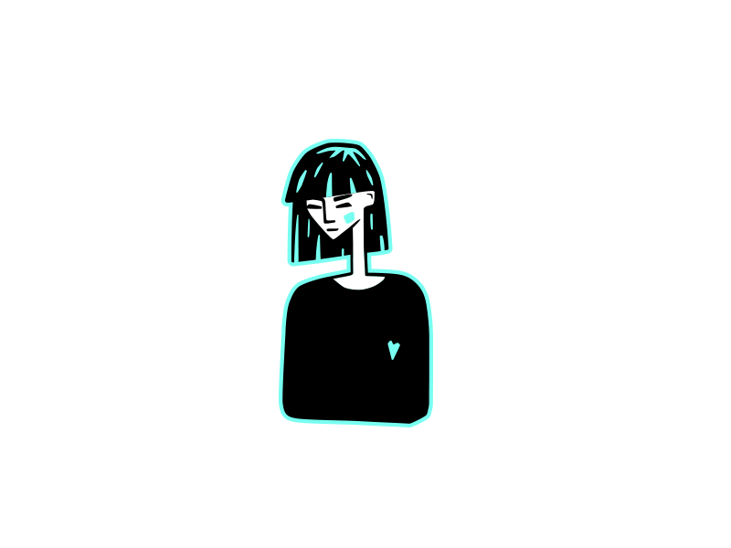 Portrait black blue character design gif girl illustration minimal neon outlines portrait simple vector