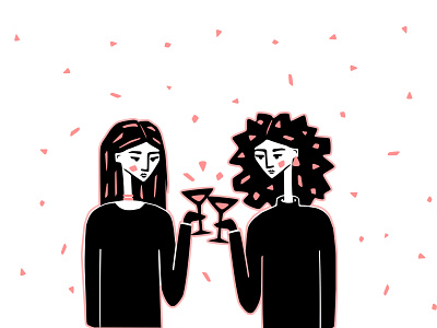 Cheers black celebrating characters cheers design friends girls illustration minimal outlines simple vector