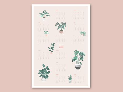 2020 Calendar 2020 calendar composition design green illustration illustrator minimal plants vector