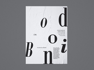 Bodoni Type Specimen black bodoni design font illustrator minimal poster serif specimen type typeface typographic typography vector white